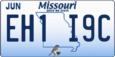 MO license plate EH1I9C
