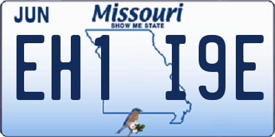 MO license plate EH1I9E