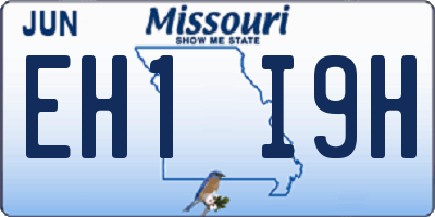 MO license plate EH1I9H