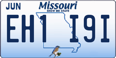 MO license plate EH1I9I