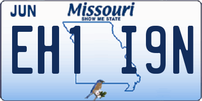 MO license plate EH1I9N