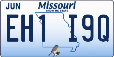 MO license plate EH1I9Q