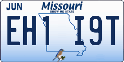 MO license plate EH1I9T