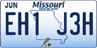 MO license plate EH1J3H