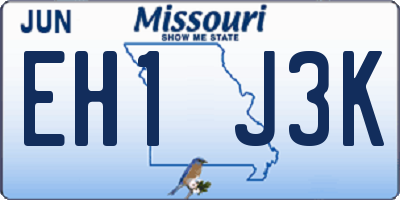 MO license plate EH1J3K