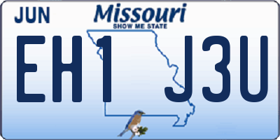 MO license plate EH1J3U