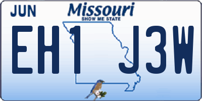 MO license plate EH1J3W