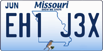 MO license plate EH1J3X