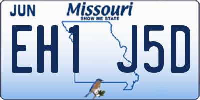 MO license plate EH1J5D