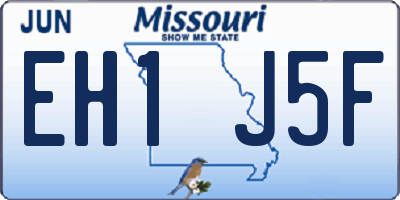 MO license plate EH1J5F