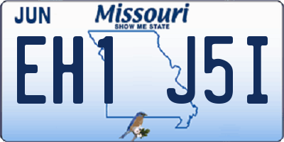MO license plate EH1J5I