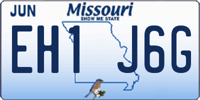 MO license plate EH1J6G