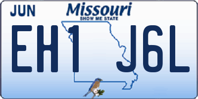 MO license plate EH1J6L