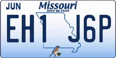 MO license plate EH1J6P