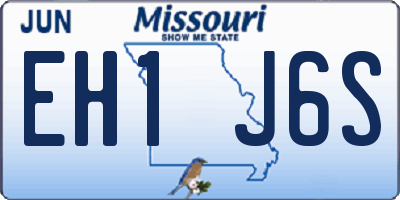 MO license plate EH1J6S