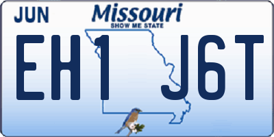 MO license plate EH1J6T