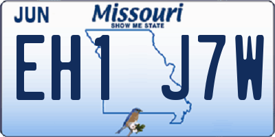 MO license plate EH1J7W