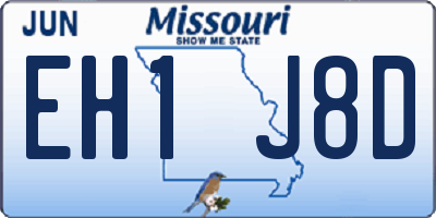 MO license plate EH1J8D
