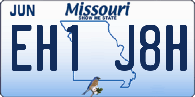 MO license plate EH1J8H