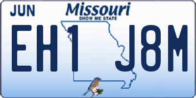MO license plate EH1J8M