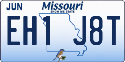 MO license plate EH1J8T