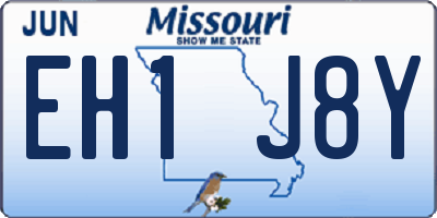 MO license plate EH1J8Y