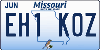 MO license plate EH1K0Z