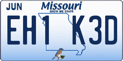 MO license plate EH1K3D