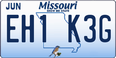 MO license plate EH1K3G