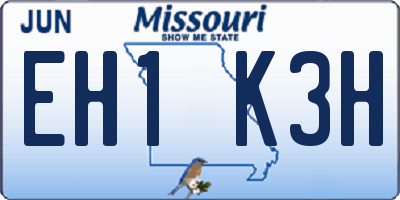 MO license plate EH1K3H