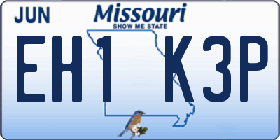 MO license plate EH1K3P