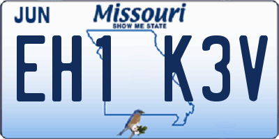 MO license plate EH1K3V