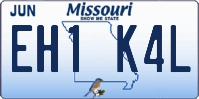MO license plate EH1K4L