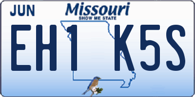 MO license plate EH1K5S