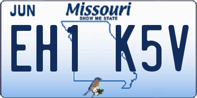 MO license plate EH1K5V