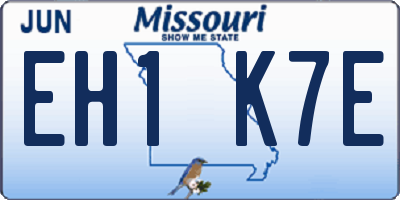 MO license plate EH1K7E