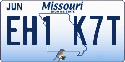 MO license plate EH1K7T