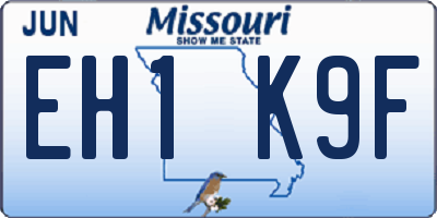 MO license plate EH1K9F