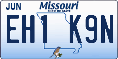 MO license plate EH1K9N