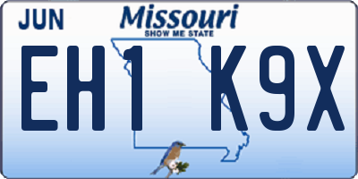 MO license plate EH1K9X