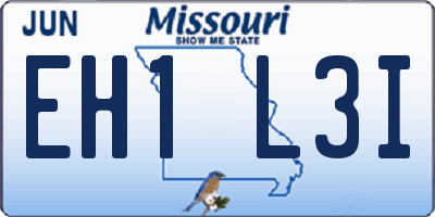 MO license plate EH1L3I