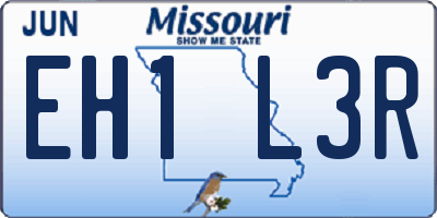 MO license plate EH1L3R