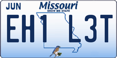 MO license plate EH1L3T