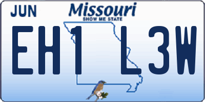 MO license plate EH1L3W