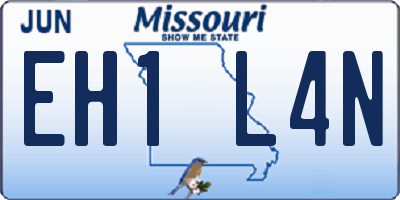 MO license plate EH1L4N