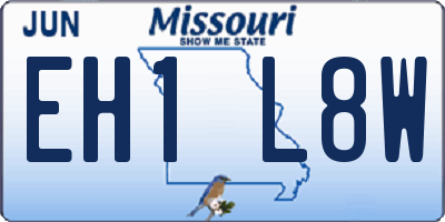 MO license plate EH1L8W