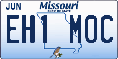 MO license plate EH1M0C
