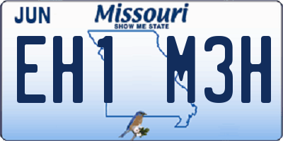 MO license plate EH1M3H