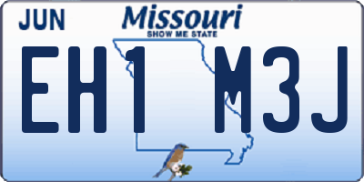 MO license plate EH1M3J