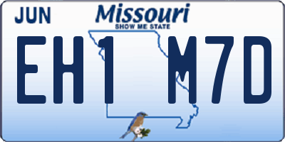 MO license plate EH1M7D